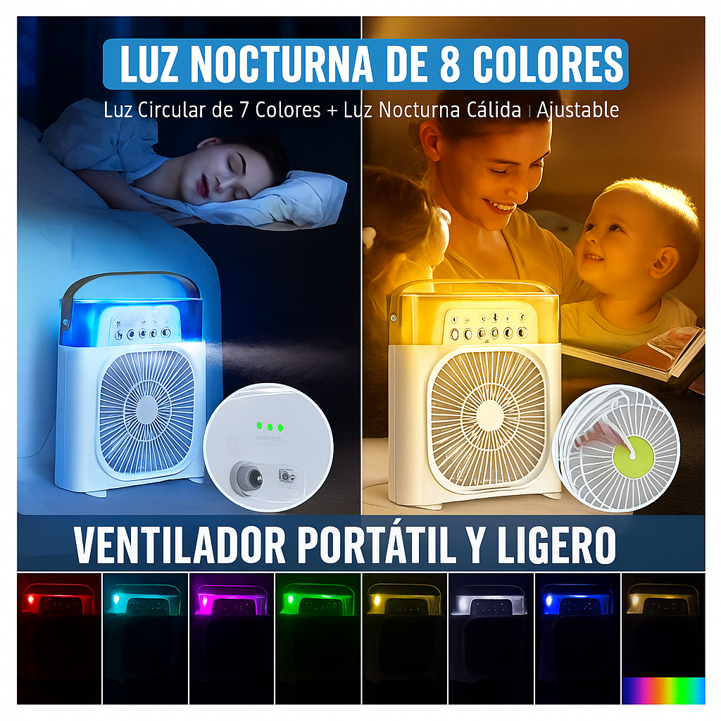 Mini Aire Acondicionado Air Cooler Fan 3 en 1 | Enfría, Humidifica y Purifica el Aire – Envío Gratis