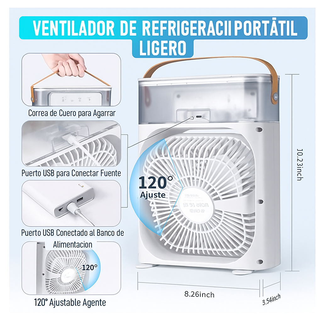 Mini Aire Acondicionado Air Cooler Fan 3 en 1 | Enfría, Humidifica y Purifica el Aire – Envío Gratis